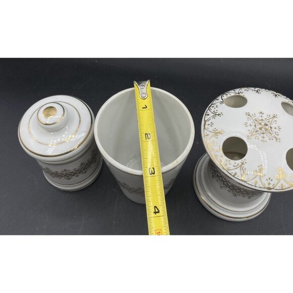 MCM Nasco Japan Apothecary Vanity Set 3 Hollywood Regency Gold Trim - Picture 6 of 16